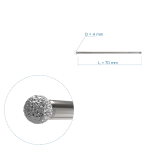 Aлмазный крупнозернистый круглый бор, Ø4, длина 70 мм