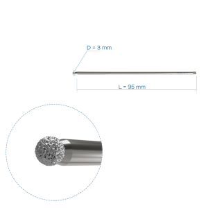 Aлмазный крупнозернистый круглый бор, Ø3, длина 95 мм