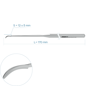 Скальпель радиусный изогнутый вправо риноскопический (длина лезвия 8 мм)