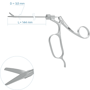 Ножницы носовые изогнутые вправо (Ø бранш 4 мм)