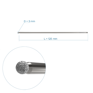 Aлмазный крупнозернистый круглый бор, Ø3, длина 125 мм
