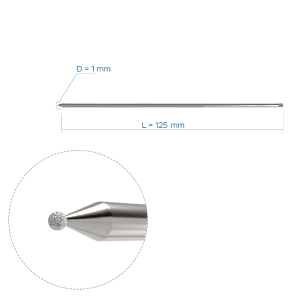 Aлмазный крупнозернистый круглый бор, Ø1, длина 125 мм