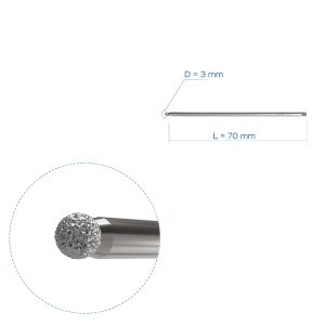 Aлмазный крупнозернистый круглый бор, Ø3, длина 70 мм