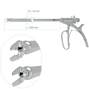 Инструмент для наложения клипс 10 мм, с двумя тягами под клипсы 5 и 8 мм